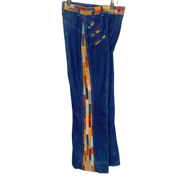 Vintage 70s Fredericks of Hollywood Suede Patchwork Denim Vest Set Medium - Picture 6 of 16